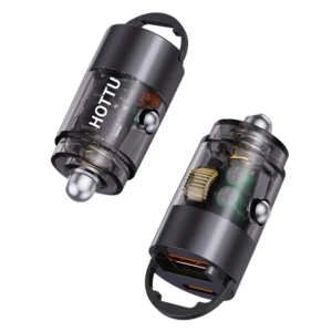 HOTTU CC26 65W PD + QC3.0 Fast Car Charger – Dual Port Metal Car Adapter for Rapid Charging